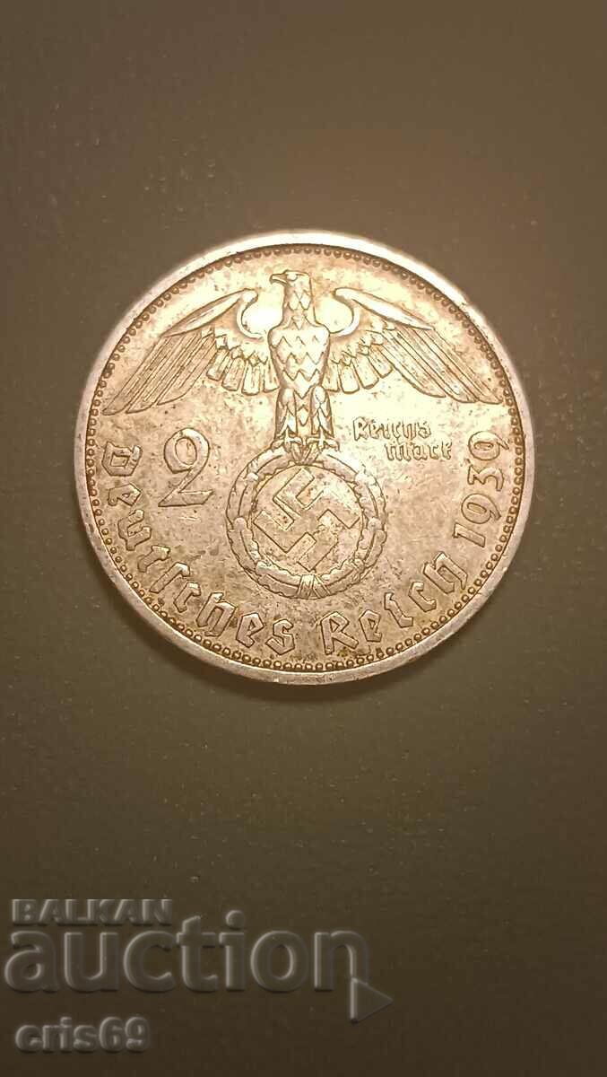 2 semne Reich 1939, litera F, argint