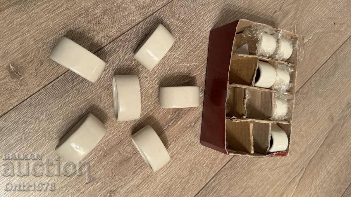 Old ceramic napkin rings - set of 6 pcs. - 5 Old ceramic napkin rings - set of 6 pcs. - 5