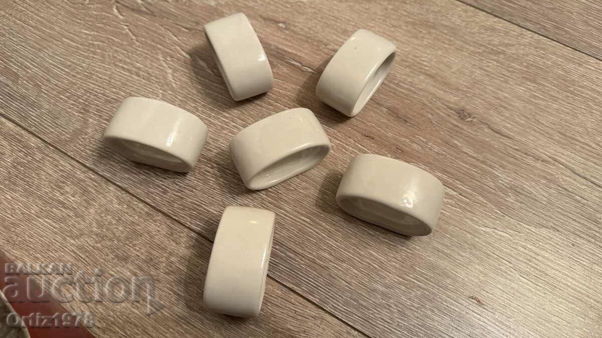 Old ceramic napkin rings - set of 6 pcs. - 6 Old ceramic napkin rings - set of 6 pcs. - 6