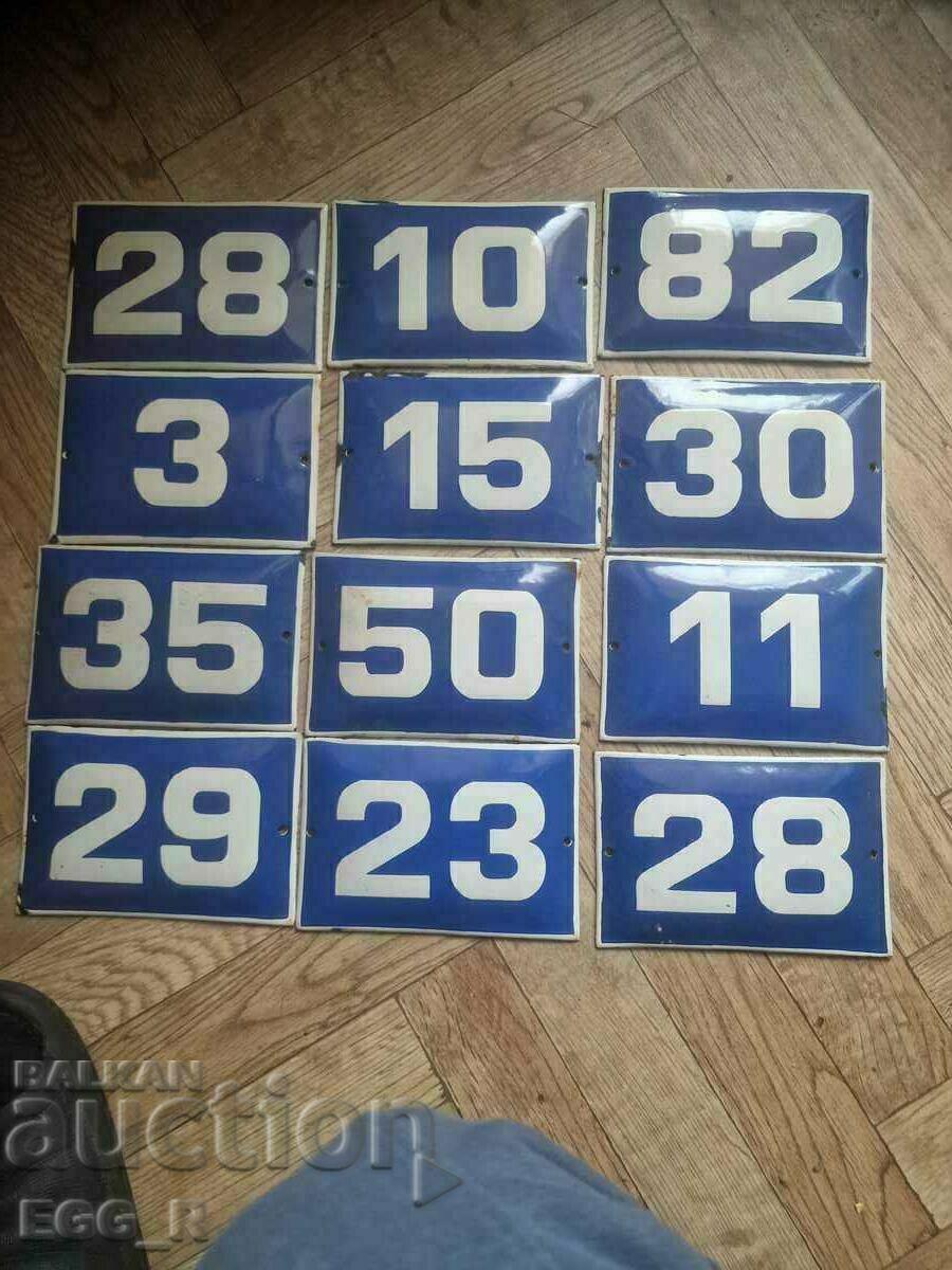 Lot of 12 plate plate enamel numbers number