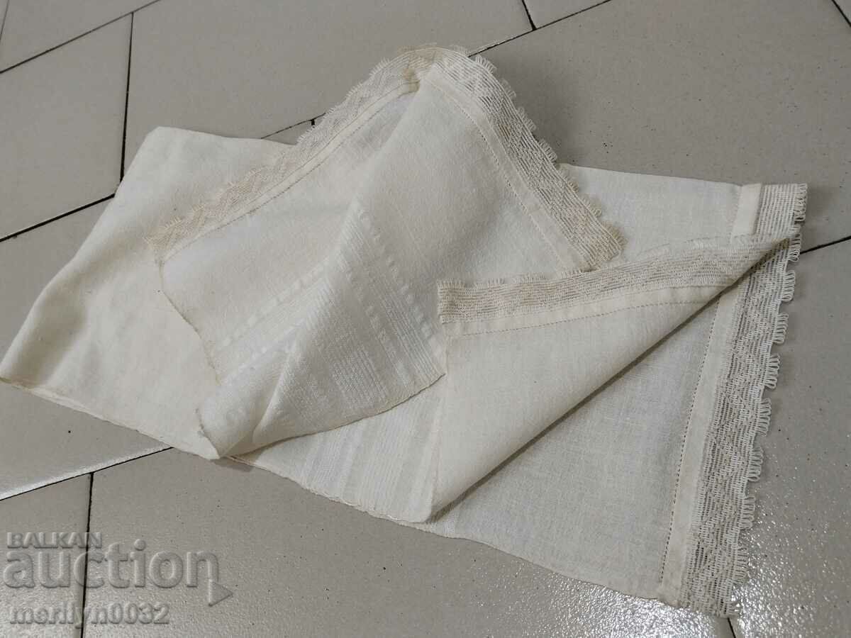 Delivery of Old fringed cloth with lace, knitting, fringe with embroidery Delivery of Old fringed cloth with lace, knitting, fringe with embroidery