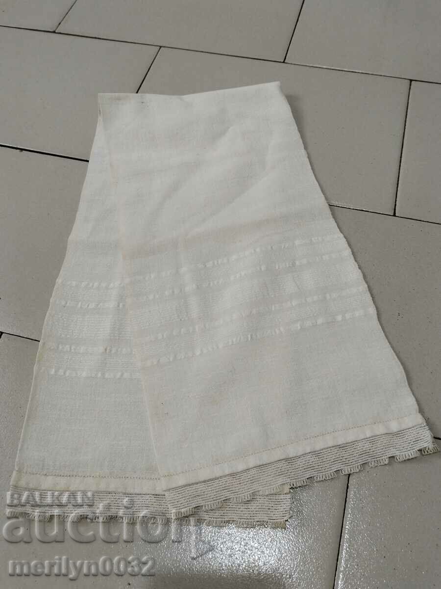 Old fringed cloth with lace, knitting, fringe with embroidery