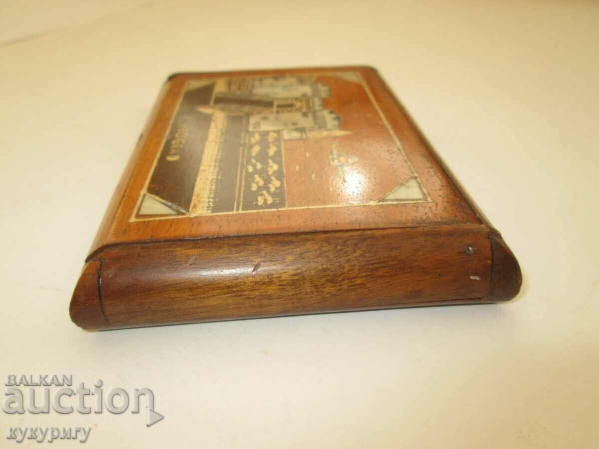 Old wooden cigarette case with mother-of-pearl inlay with price 70.00 BGN | € 35.79