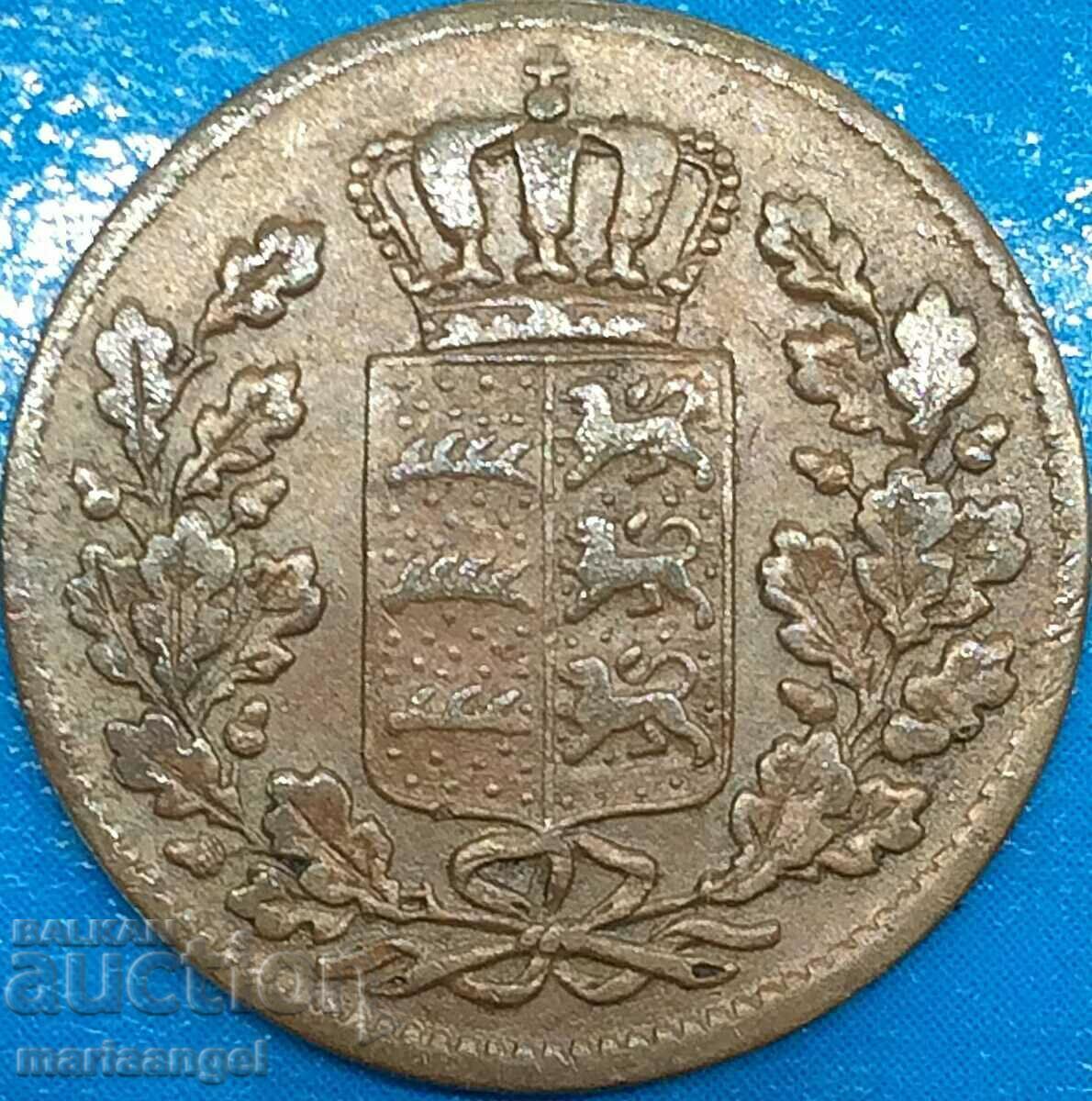 1/2 Kreuzer 1856 Germany Württemberg Cu