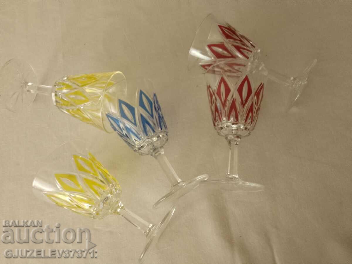 set of 5 vintage VMC Reims French-120 liqueur glasses - 5