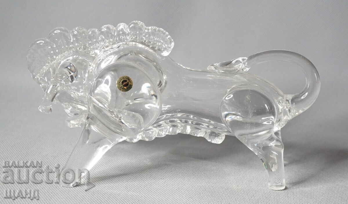 Old Glass Crystal Figure Figurine Bull