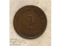 Germany 2 Pfennig 1875 D