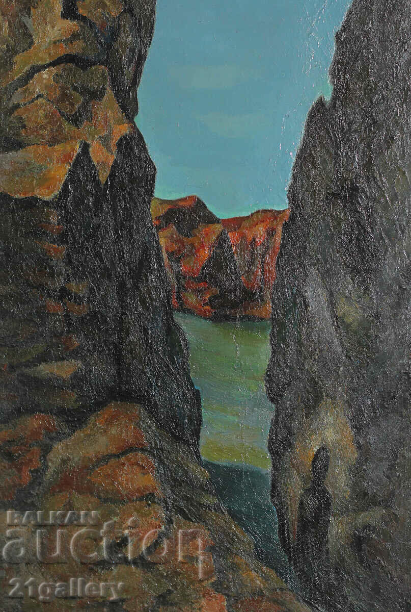 Veselin Kyurpanov (1958-) Oil paints "The Rocks" with price 750.00 BGN | € 383.47 Veselin Kyurpanov (1958-) Oil paints "The Rocks" with price 750.00 BGN | € 383.47