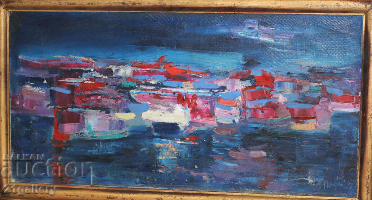 Dolores Dilova (1960-) Θαλασσογραφία - λάδι 1992 Dolores Dilova (1960-) Θαλασσογραφία - λάδι 1992