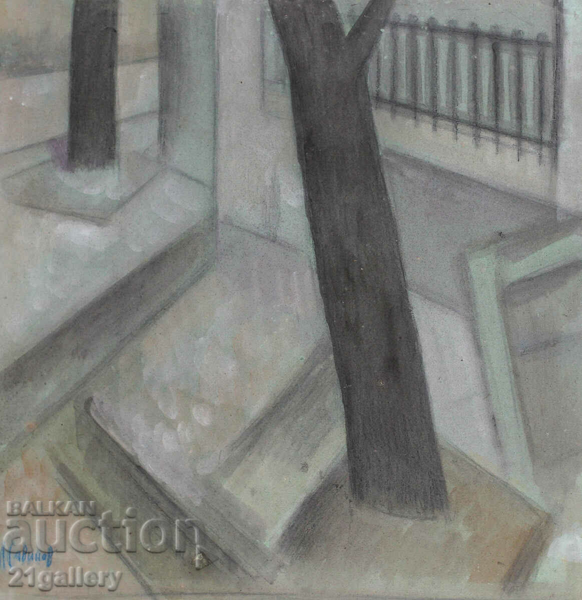 Auction Lubomir Savinov (1941-) Urban landscape - watercolor Auction Lubomir Savinov (1941-) Urban landscape - watercolor