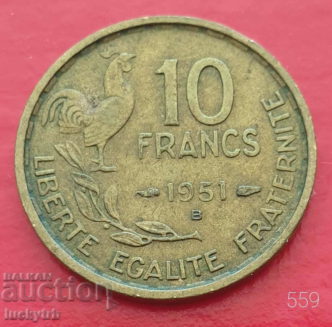 10 franci 1951 "B" - Franta