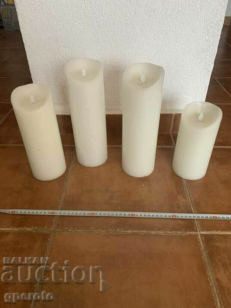 Lot of large festive candles with artificial flame - 4 pieces