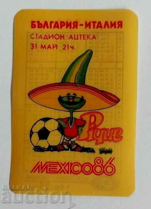 , 1986 CALENDAR DE FOTBAL PLASTIC MEXICO 86 LUME