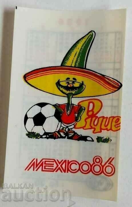 , SOC PLASTIC FOOTBALL CALENDAR MEXICO 86 WORLD