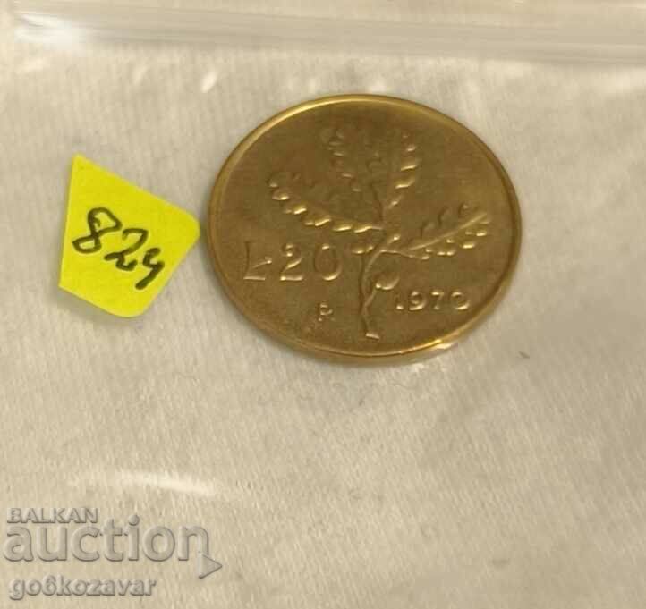 Аукцион Италия 20 лири 1970г UNC