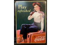 Метална табела COCA COLA Play refreshed 1998