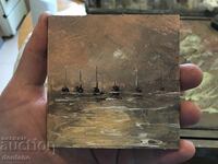 Anton Yordanov-Original-Small landscape oil painting-Boats