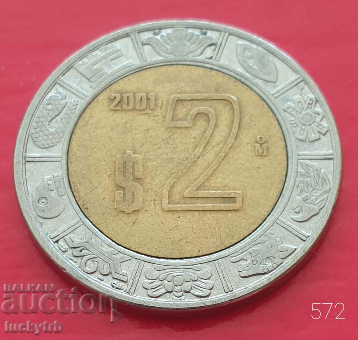 2 pesos 2001 - Mexico