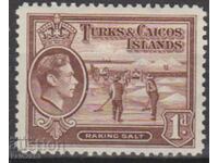 GB/Turks&Calcos Isl.-1938-KGVI-Regular-Morse Salt Mining,MLH