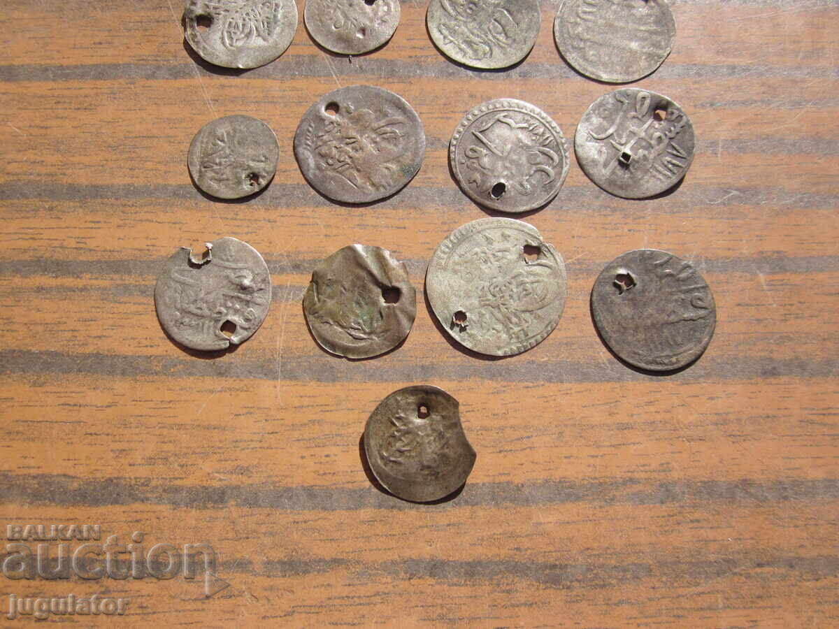 Auction  lot of old small silver coins for Renaissance costume jewelry
