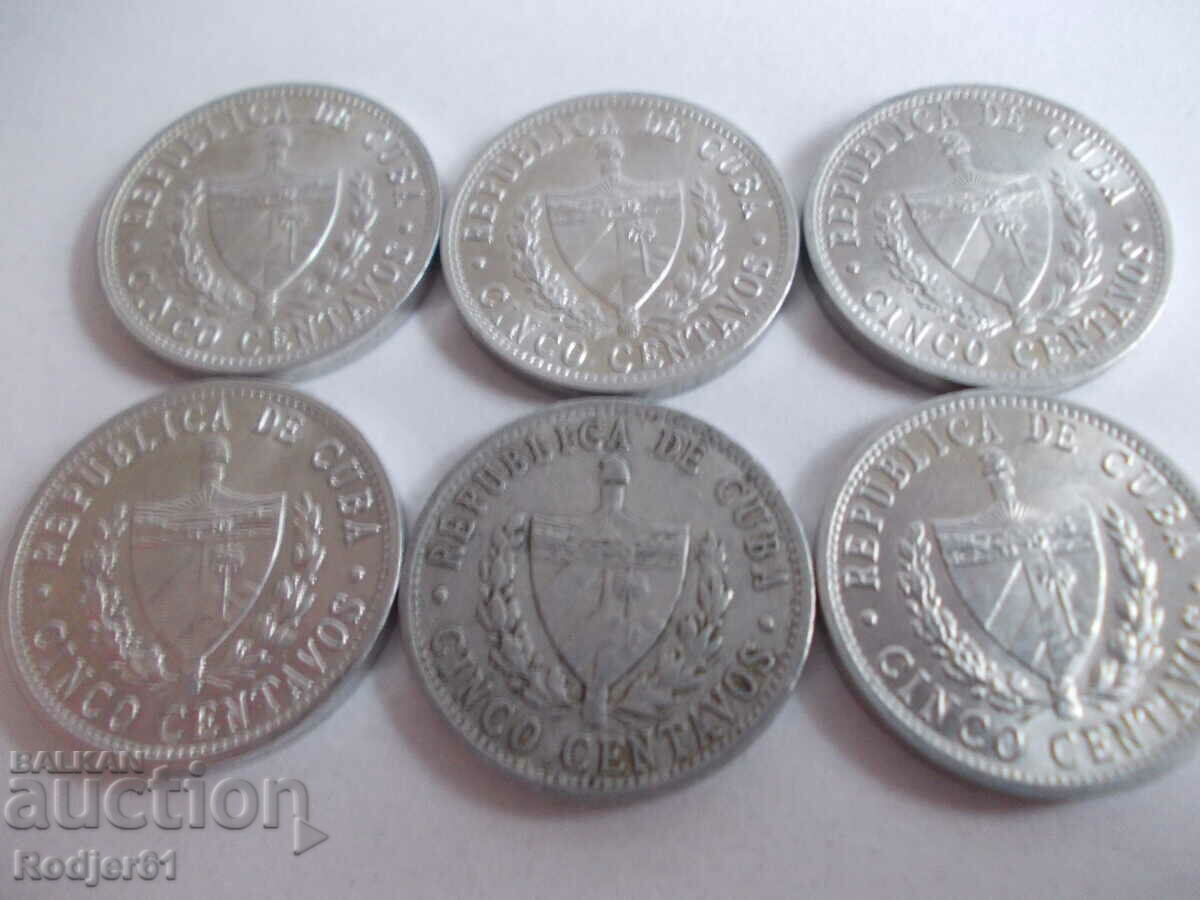 Delivery of 1968 5 centavos Cuba 6 pcs Delivery of 1968 5 centavos Cuba 6 pcs