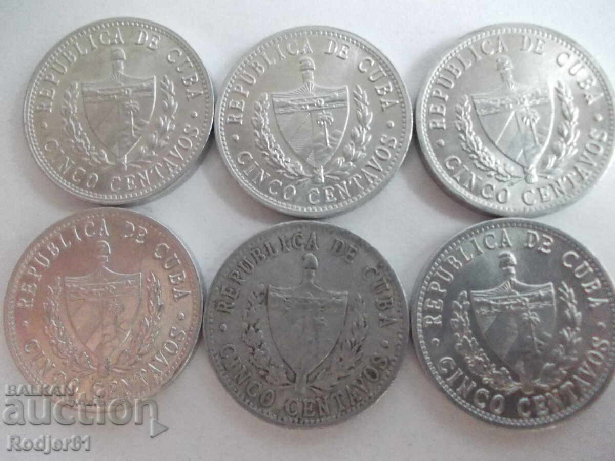 1968 5 centavos Cuba 6 pcs - 5 1968 5 centavos Cuba 6 pcs - 5