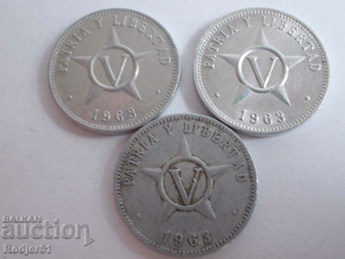 1963 5 centavos Cuba 3 pcs with price 3.00 BGN | € 1.53