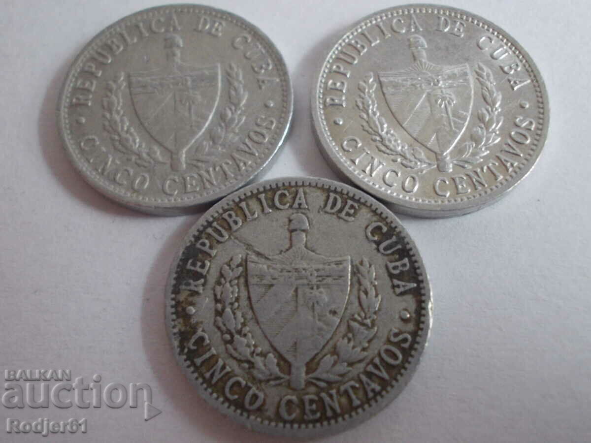 Auction  1963 5 centavos Cuba 3 pcs