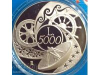 5000 Lire 1999 Italia UNC PROOF Argint