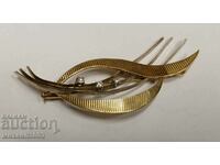 RETRO 14K GOLD BROOCH WITH 3 DIAMONDS