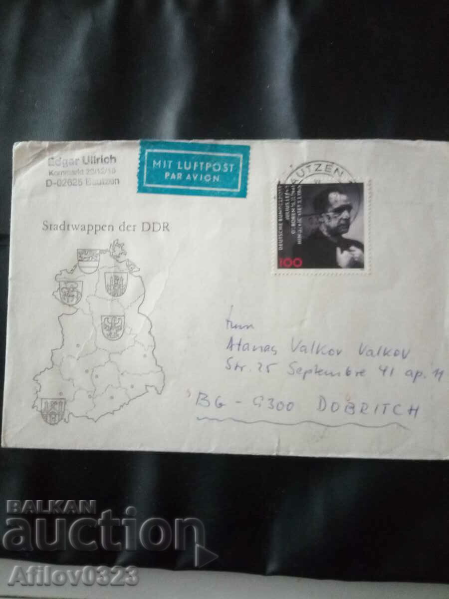 Traveled envelope from GDR with FRG stamp, stamped after united