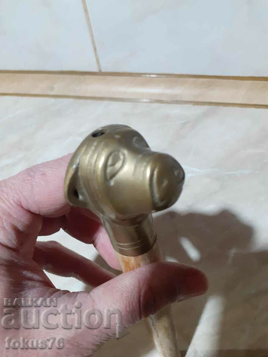 Old cane or umbrella handle bronze dog head - 5 Old cane or umbrella handle bronze dog head - 5