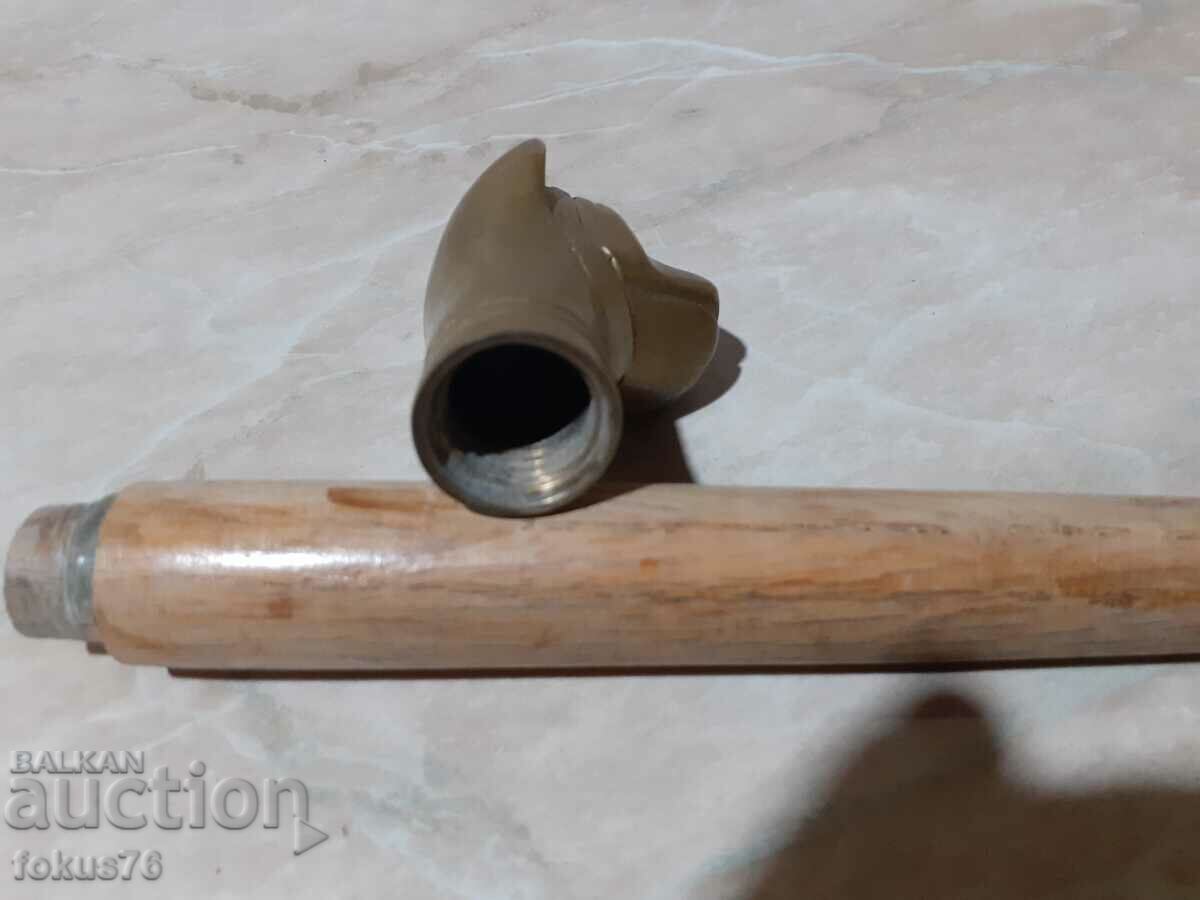 Old cane or umbrella handle bronze dog head - 6 Old cane or umbrella handle bronze dog head - 6