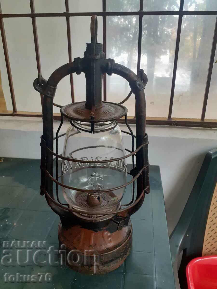 Unique old large French gas lantern lamp