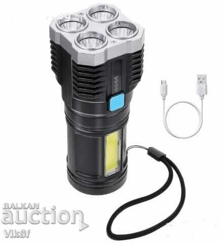 Delivery of Powerful LED flashlight, COB side light, rechargeable battery Delivery of Powerful LED flashlight, COB side light, rechargeable battery
