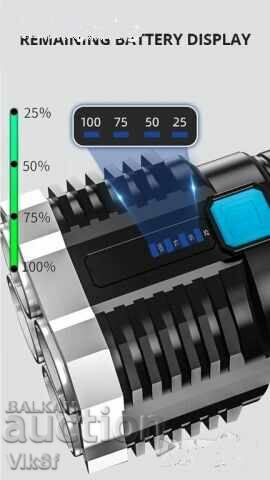 Powerful LED flashlight, COB side light, rechargeable battery - 5 Powerful LED flashlight, COB side light, rechargeable battery - 5