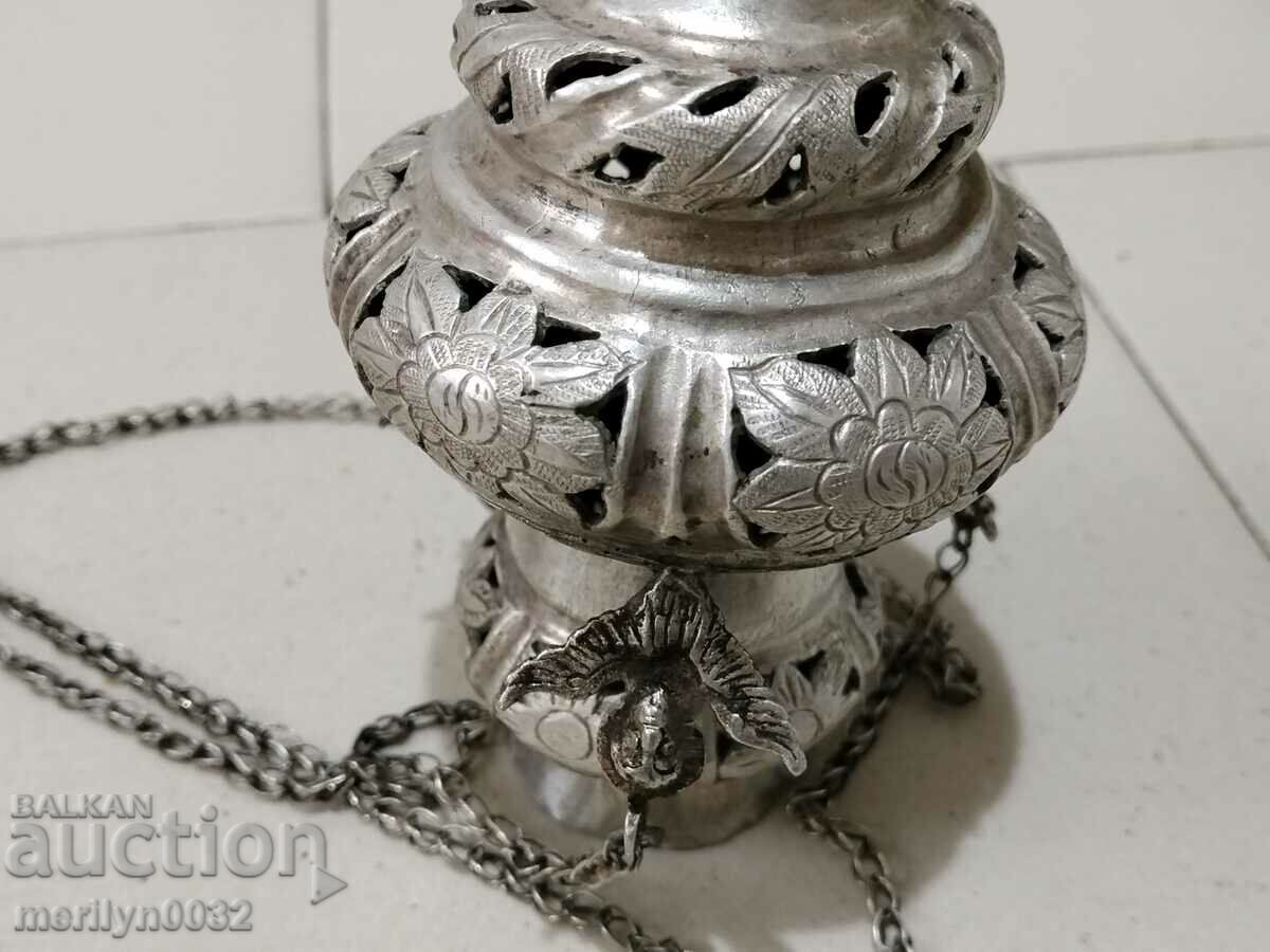 Възрожденско сребърно домашно кандило кръст - 5 Възрожденско сребърно домашно кандило кръст - 5