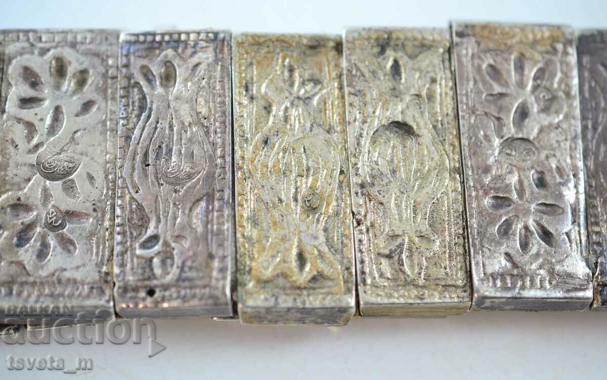 Αναγεννησιακή ασημένια ζώνη με tugra σε κάθε πλακάκι - 5