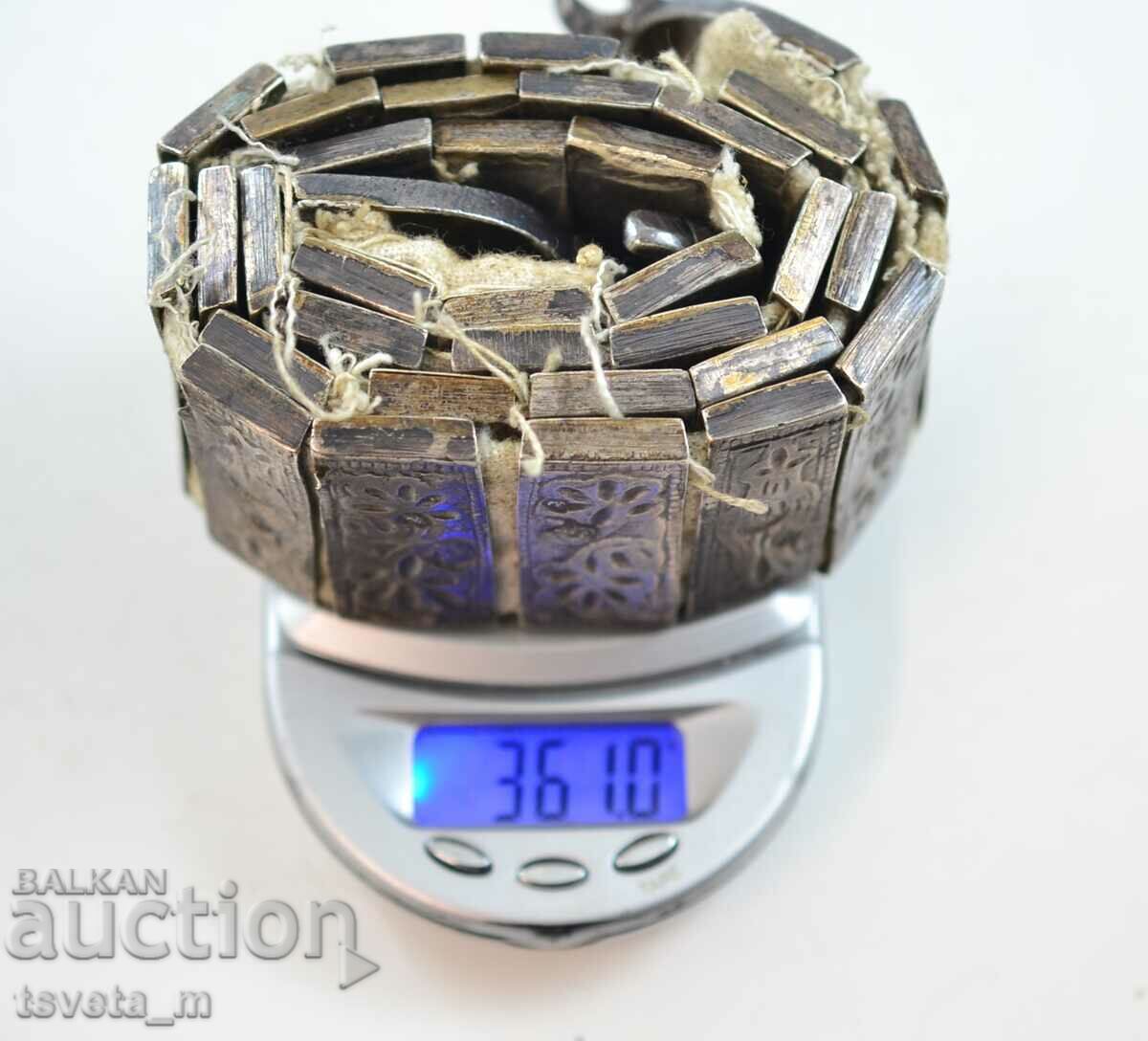 Αναγεννησιακή ασημένια ζώνη με tugra σε κάθε πλακάκι - 6