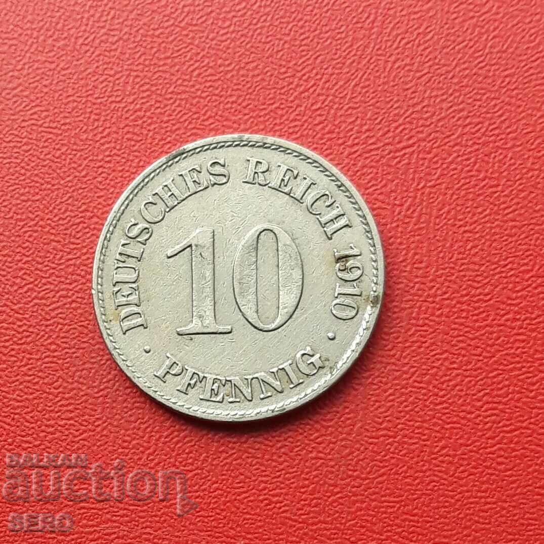 Germany-10 Pfennig 1910 E-Muldenhüten-rare