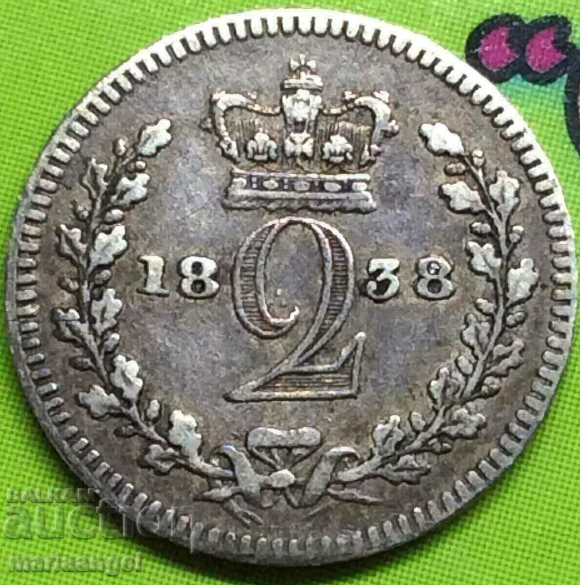 Μεγάλη Βρετανία 2 Pence 1838 Maundy Young Victoria 2