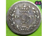 Great Britain 2 Pence 1838 Maundy Young Victoria 2