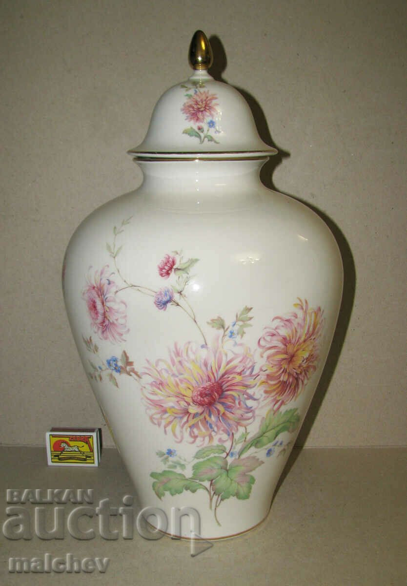 Large antique lidded vase 41cm Bavarian porcelain excellent