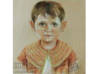 Painting, children's portrait, art. Petar Petrov, 1989