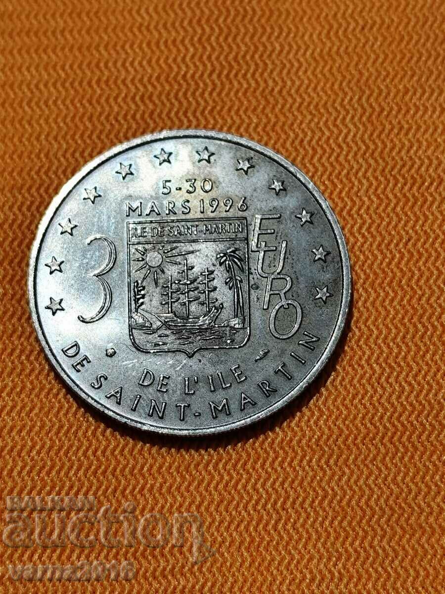 Franța/1 monedă, 3 euro Insula Saint Martin, 1996