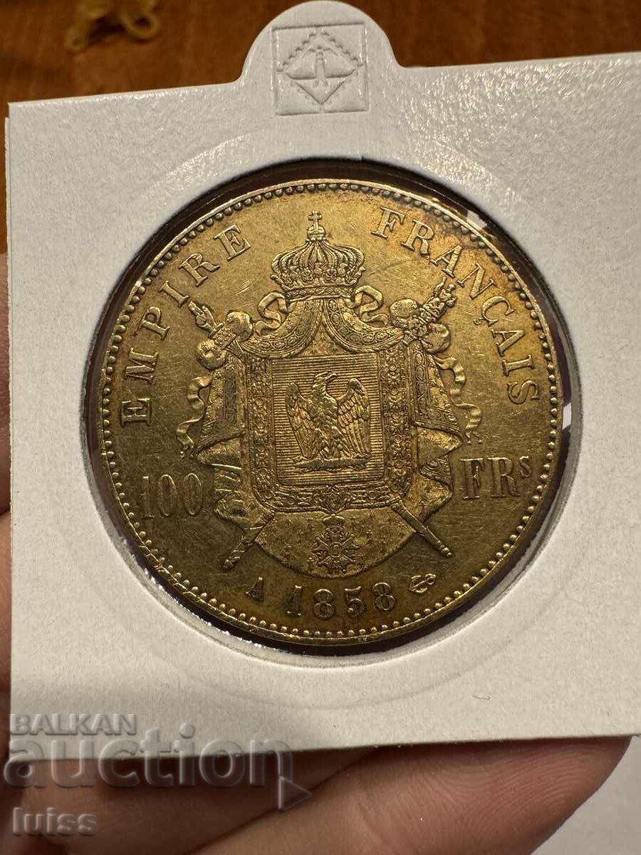 Χρυσό νόμισμα Γαλλία 100 Φράγκα 1858A Napoleon III