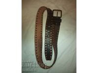 Leather belt with eyelets, genuine leather