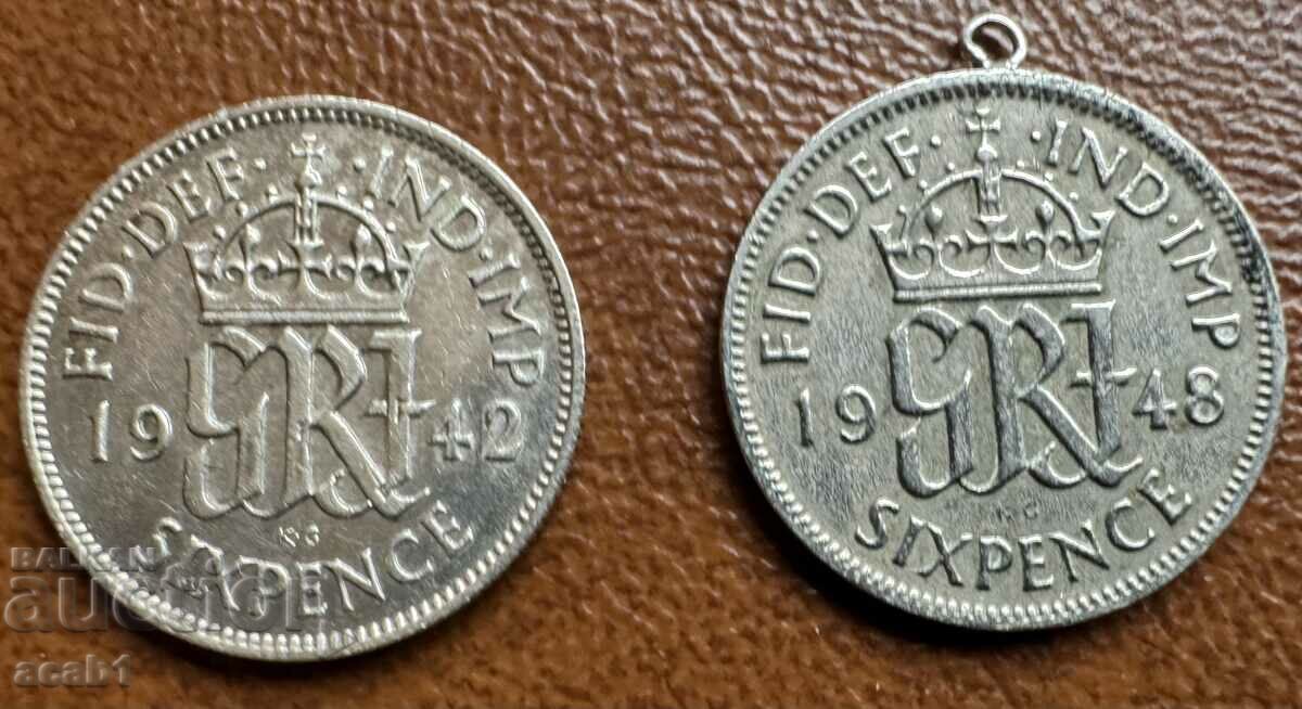 Sixpence ασήμι 1942