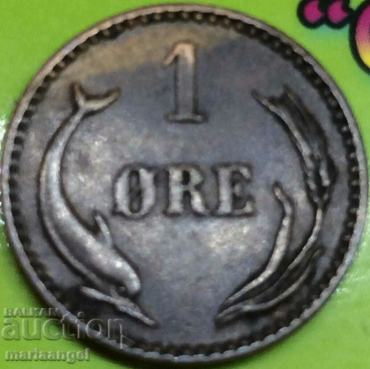 Denmark 1902 1 ore yore - quite rare denomination