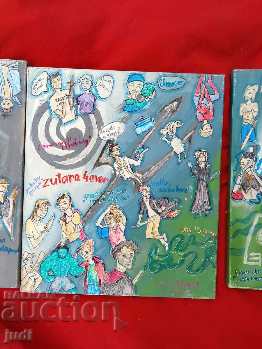 Auction Oil painting canvas Triptych Auction Oil painting canvas Triptych